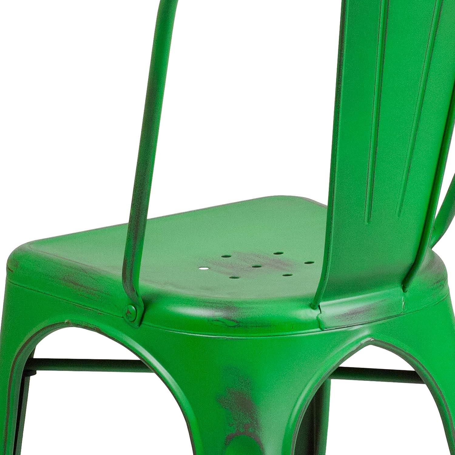 imageFlash Furniture Perry Commercial Grade BlackAntique Gold Metal IndoorOutdoor Stackable ChairDistressed Green