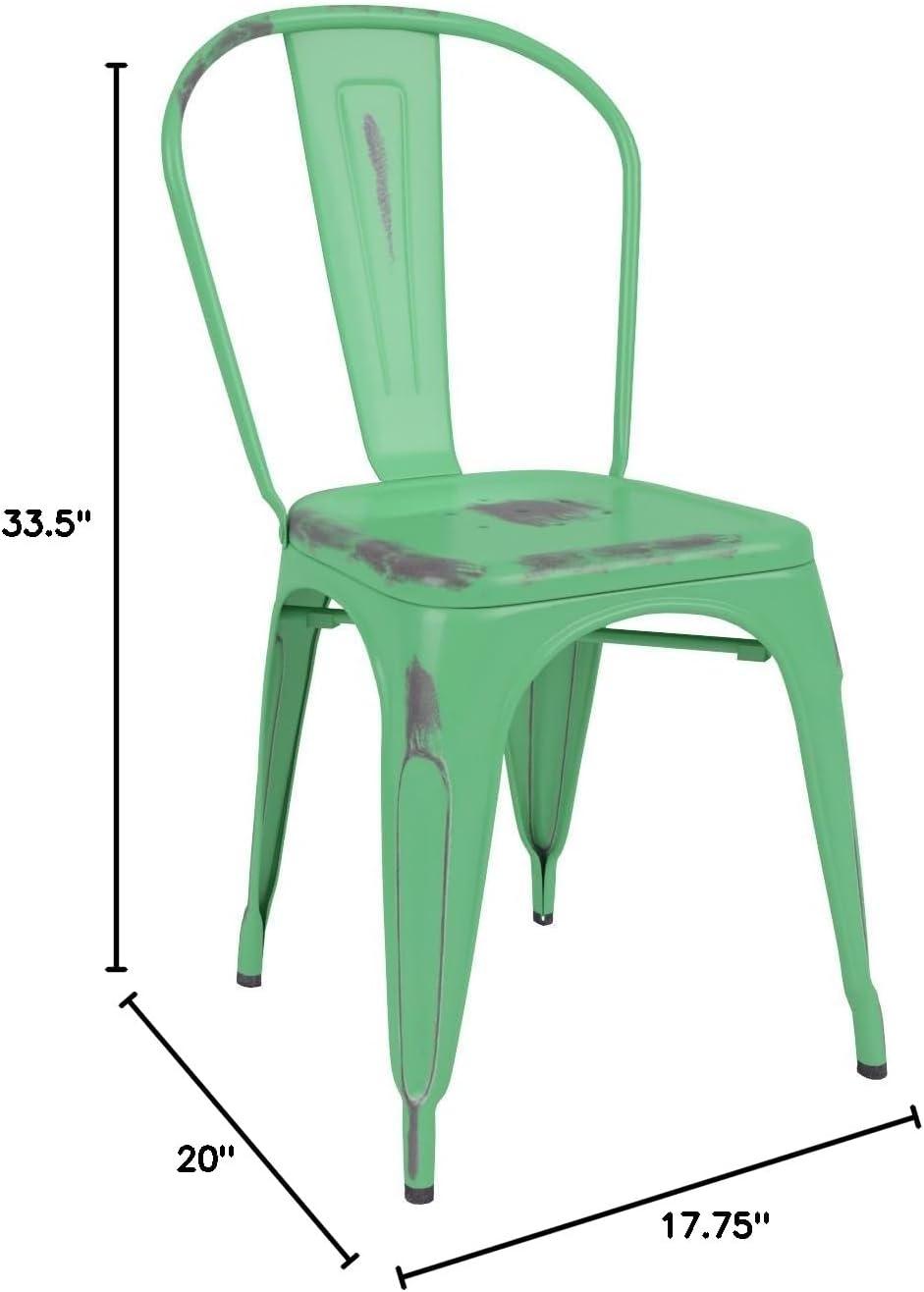 imageFlash Furniture Perry Commercial Grade BlackAntique Gold Metal IndoorOutdoor Stackable ChairDistressed Green