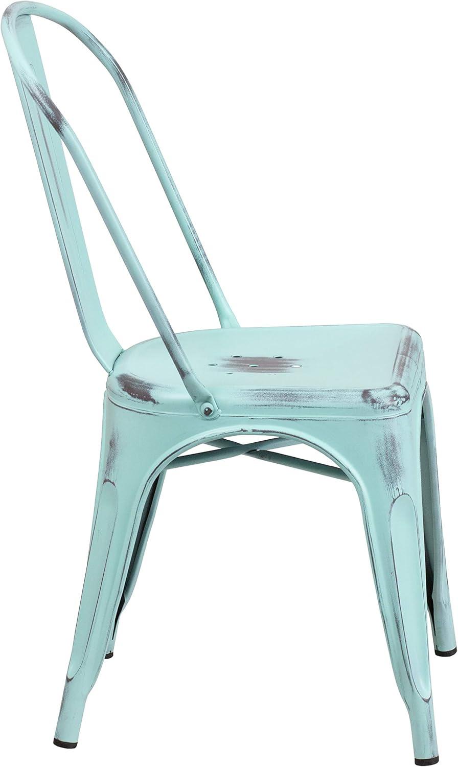 imageFlash Furniture Perry Commercial Grade BlackAntique Gold Metal IndoorOutdoor Stackable ChairDistressed Greenblue