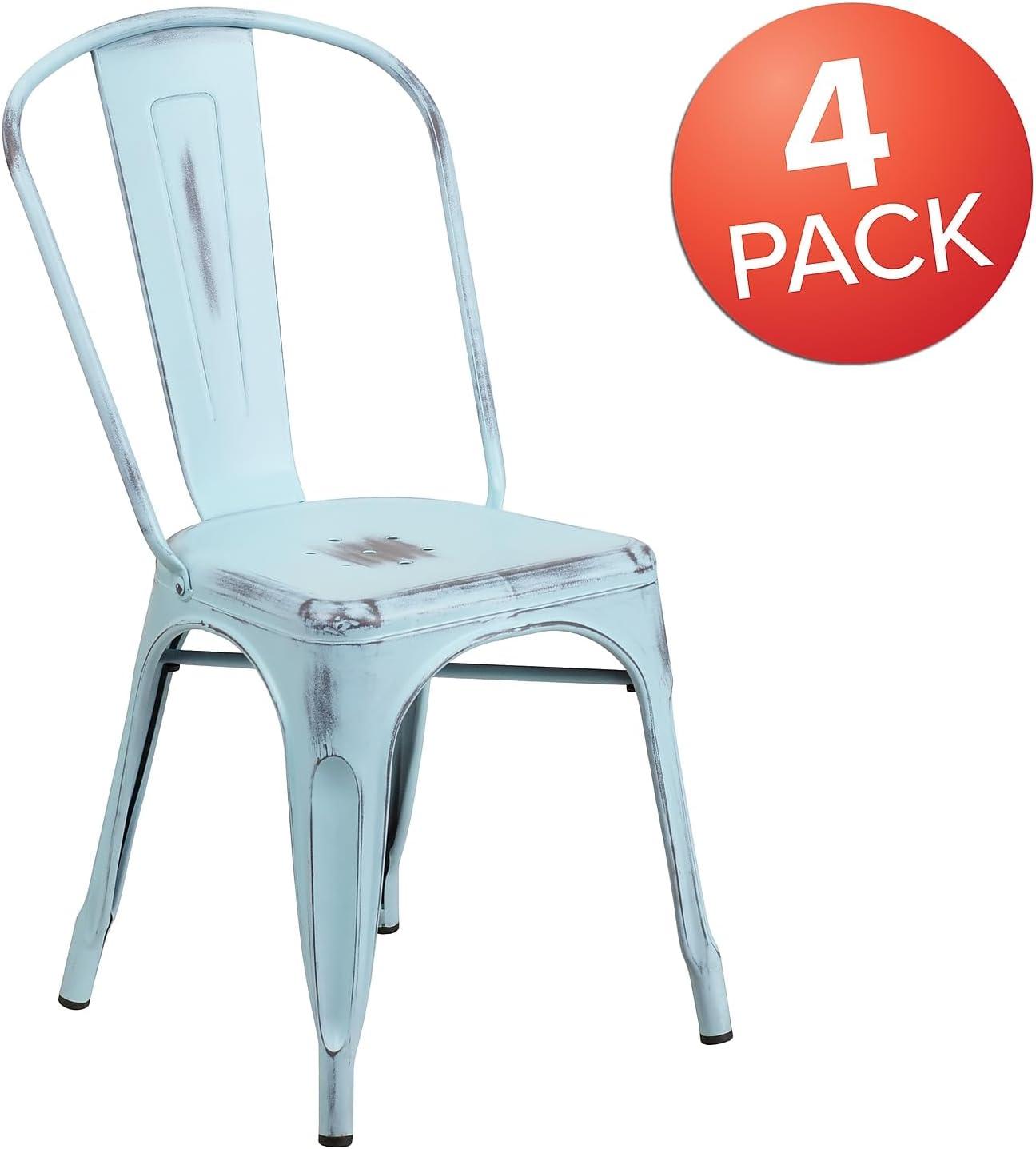 imageFlash Furniture Perry Commercial Grade BlackAntique Gold Metal IndoorOutdoor Stackable ChairDistressed Greenblue