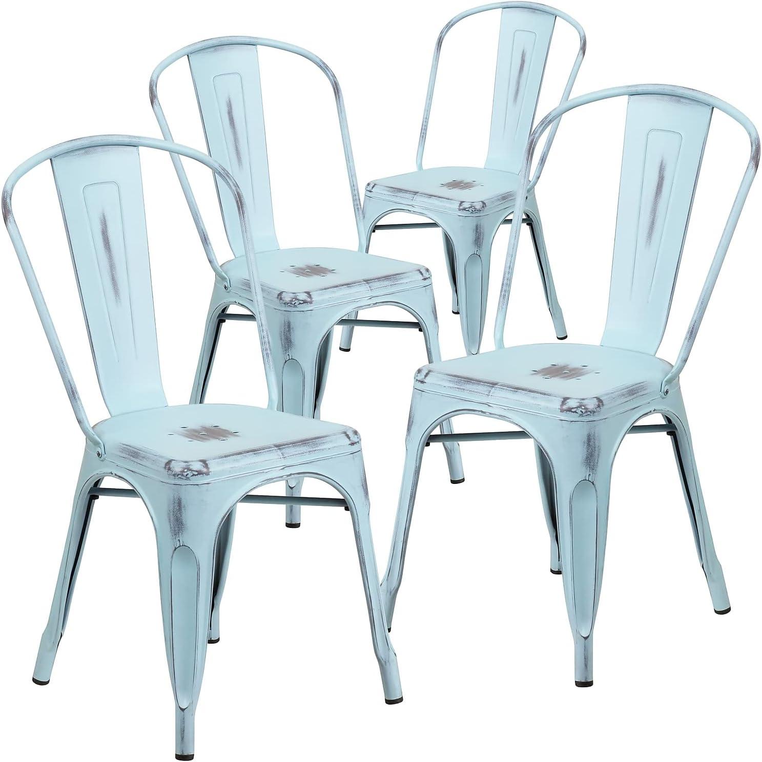 imageFlash Furniture Perry Commercial Grade BlackAntique Gold Metal IndoorOutdoor Stackable ChairDistressed Greenblue