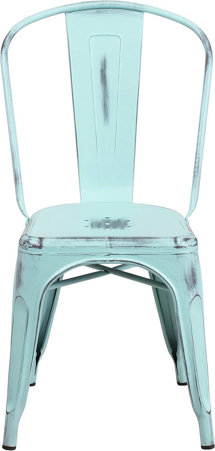 imageFlash Furniture Perry Commercial Grade BlackAntique Gold Metal IndoorOutdoor Stackable ChairDistressed Greenblue