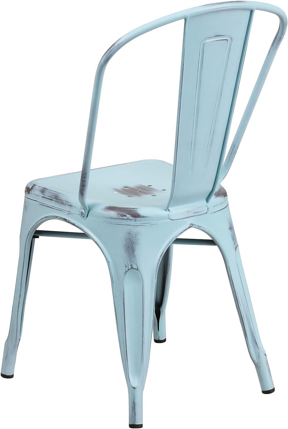 imageFlash Furniture Perry Commercial Grade BlackAntique Gold Metal IndoorOutdoor Stackable ChairDistressed Greenblue
