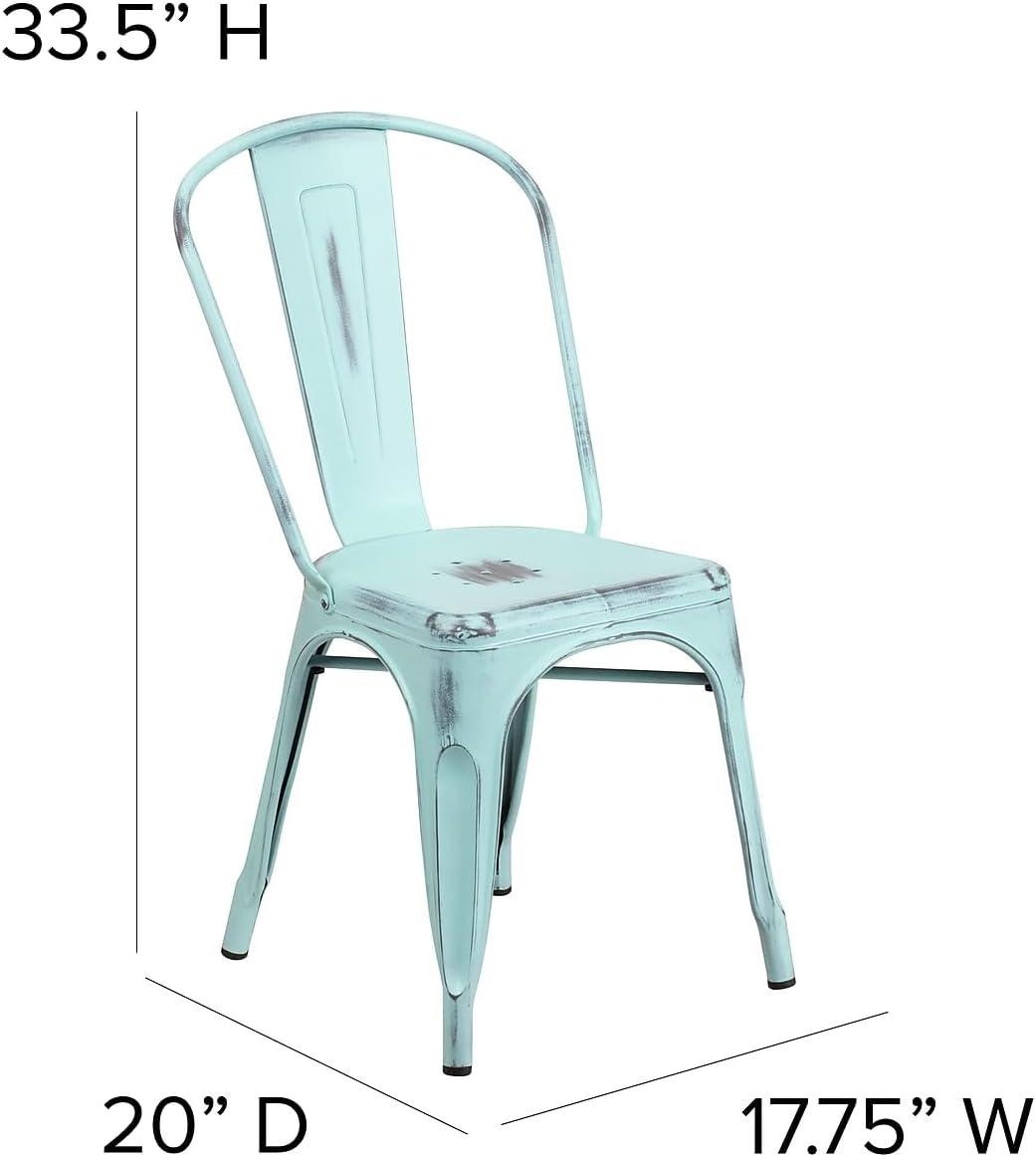 imageFlash Furniture Perry Commercial Grade BlackAntique Gold Metal IndoorOutdoor Stackable ChairDistressed Greenblue