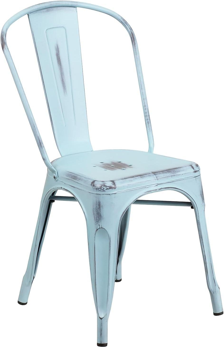 imageFlash Furniture Perry Commercial Grade BlackAntique Gold Metal IndoorOutdoor Stackable ChairDistressed Greenblue