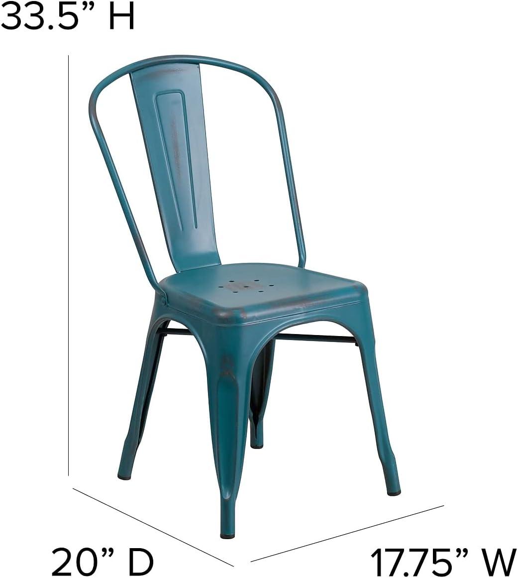 imageFlash Furniture Perry Commercial Grade BlackAntique Gold Metal IndoorOutdoor Stackable ChairDistressed Kelly Blueteal