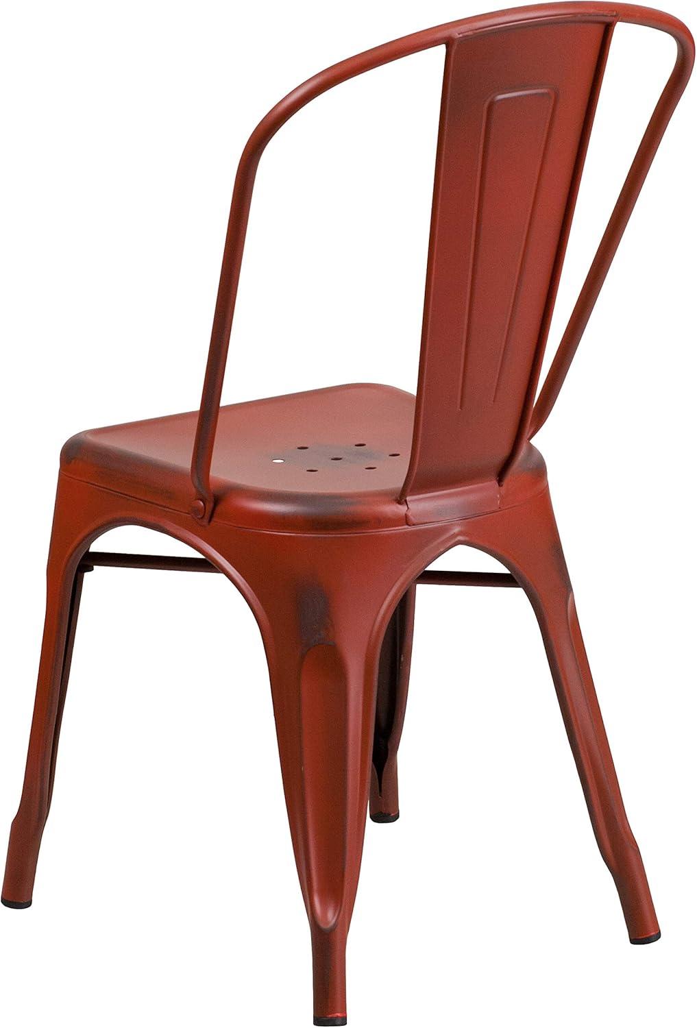 imageFlash Furniture Perry Commercial Grade BlackAntique Gold Metal IndoorOutdoor Stackable ChairDistressed Kelly Red