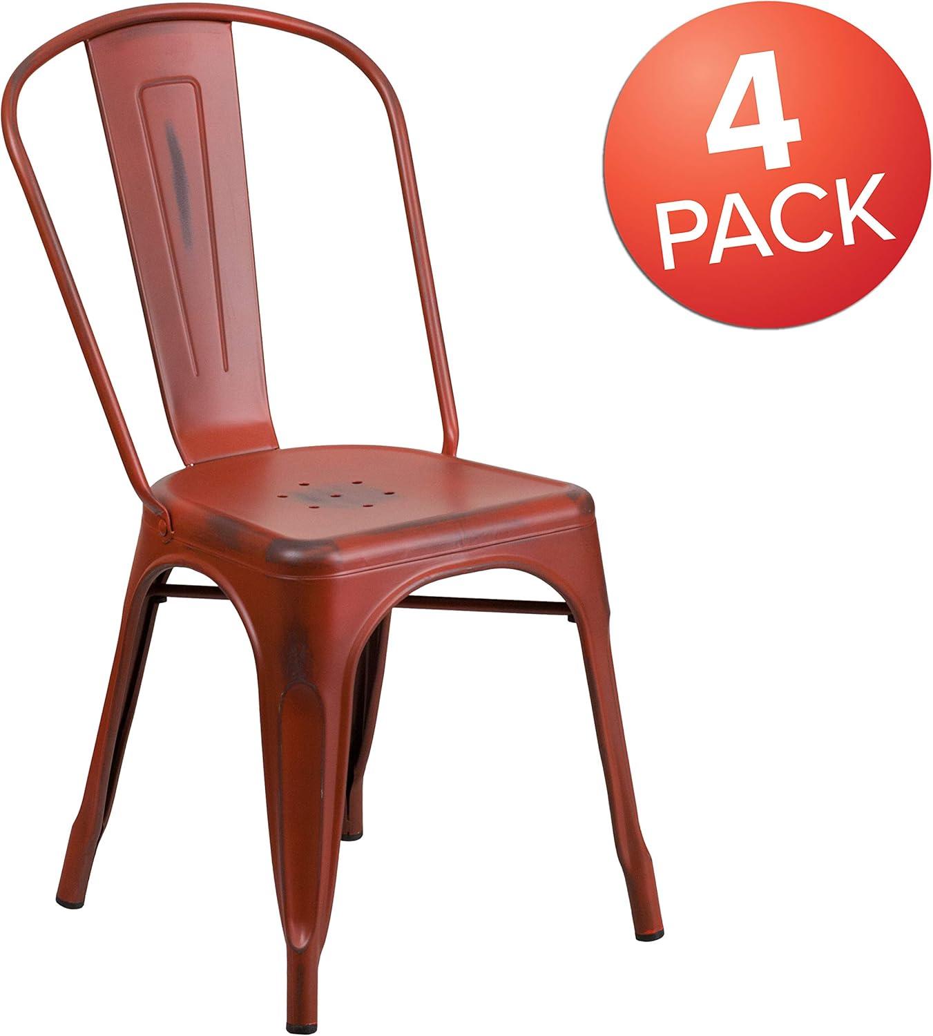 imageFlash Furniture Perry Commercial Grade BlackAntique Gold Metal IndoorOutdoor Stackable ChairDistressed Kelly Red