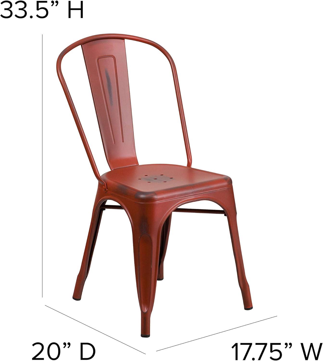 imageFlash Furniture Perry Commercial Grade BlackAntique Gold Metal IndoorOutdoor Stackable ChairDistressed Kelly Red