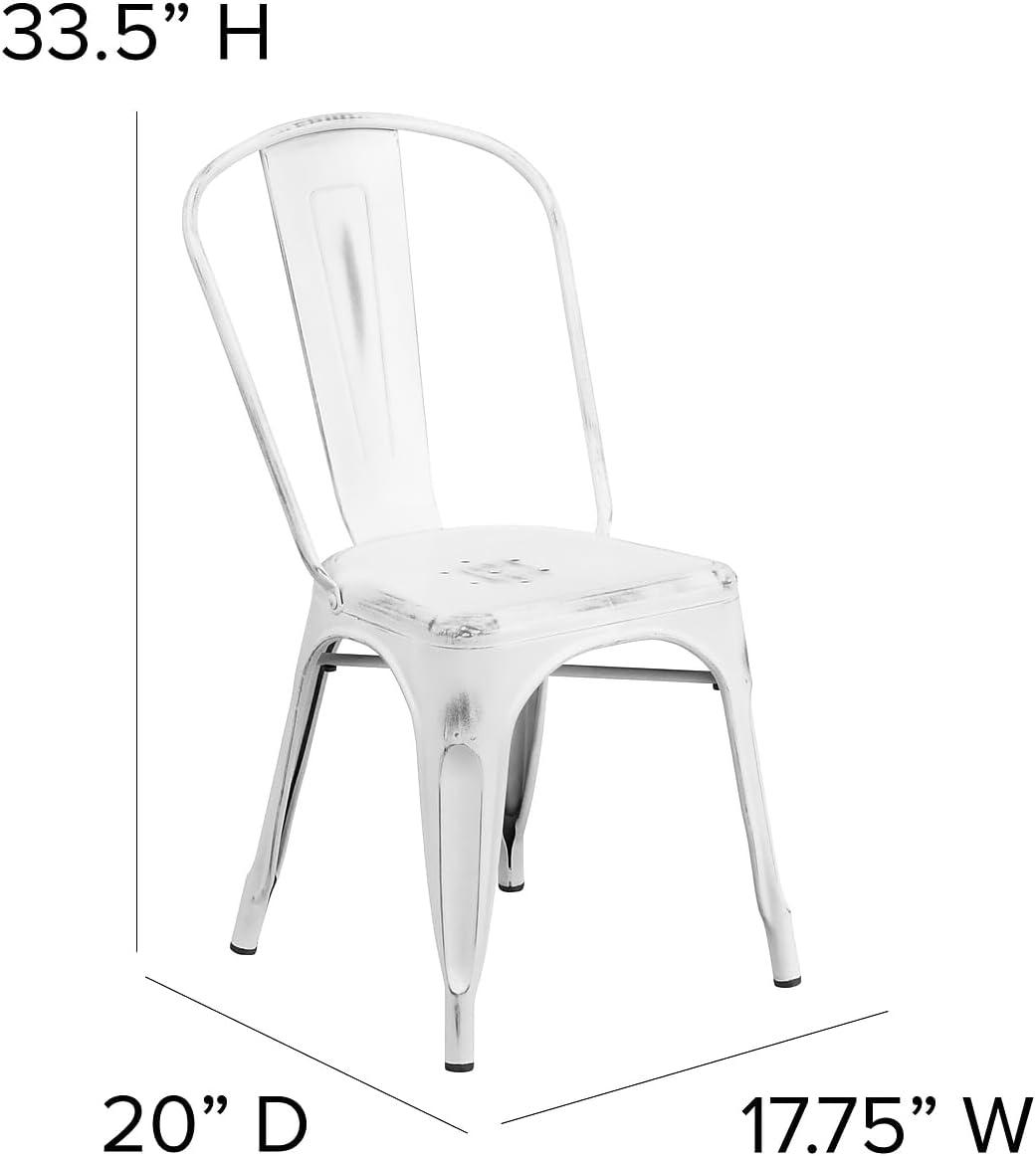 imageFlash Furniture Perry Commercial Grade BlackAntique Gold Metal IndoorOutdoor Stackable ChairDistressed White