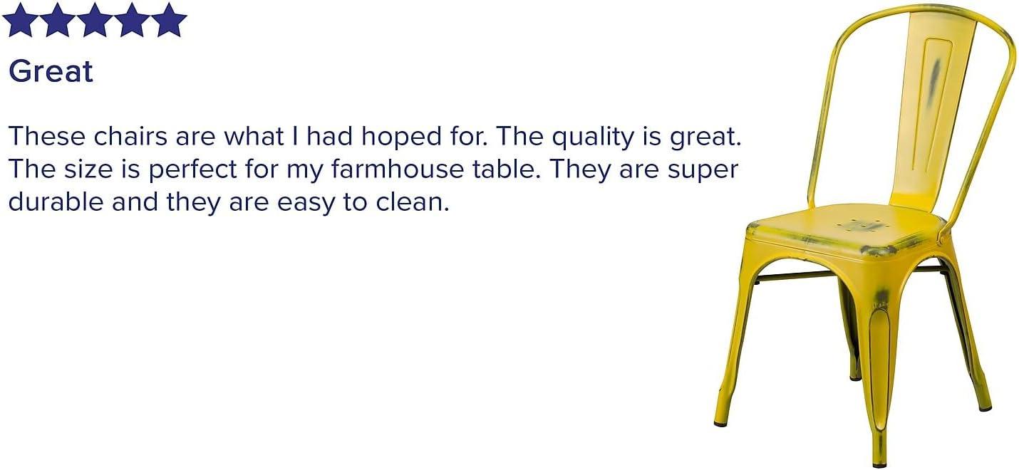 imageFlash Furniture Perry Commercial Grade BlackAntique Gold Metal IndoorOutdoor Stackable ChairDistressed Yellow