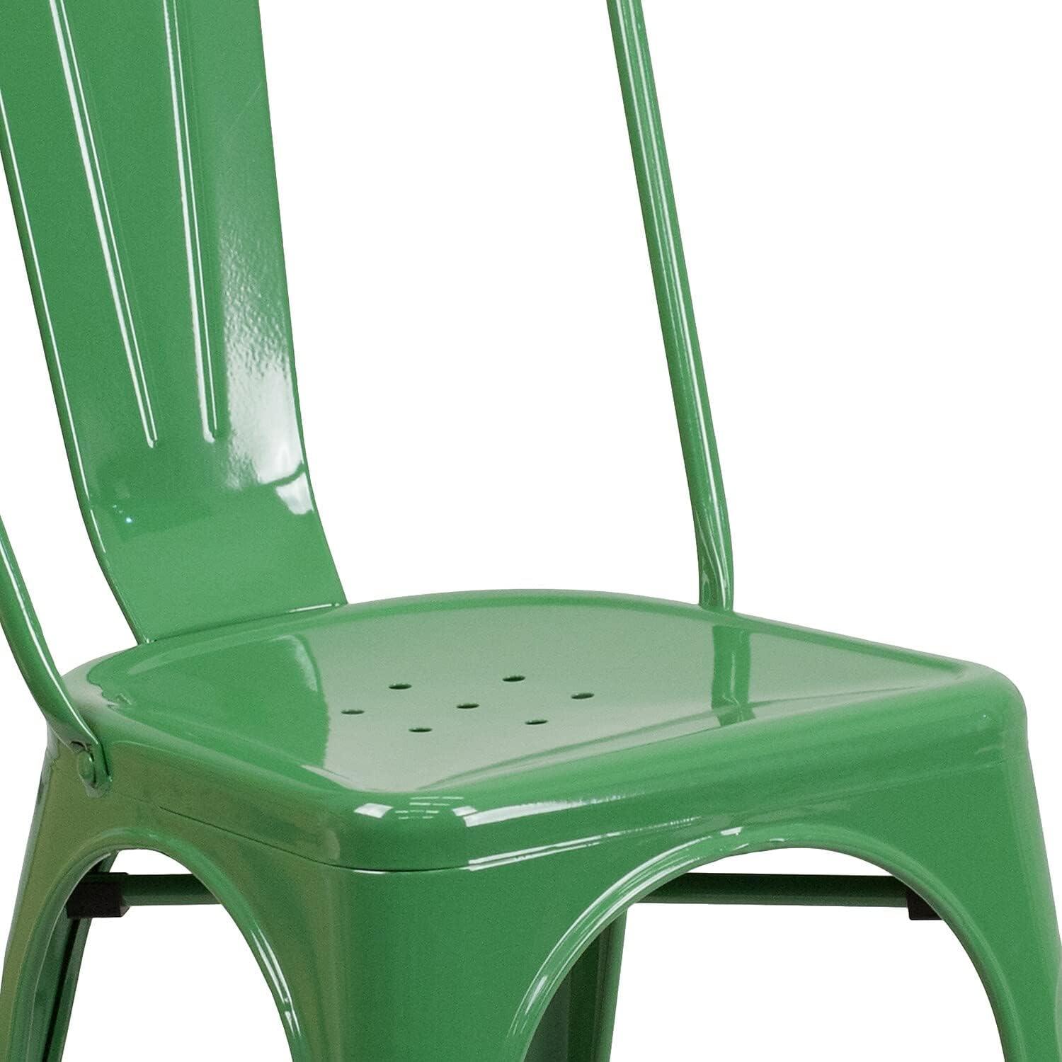 imageFlash Furniture Perry Commercial Grade BlackAntique Gold Metal IndoorOutdoor Stackable ChairGreen