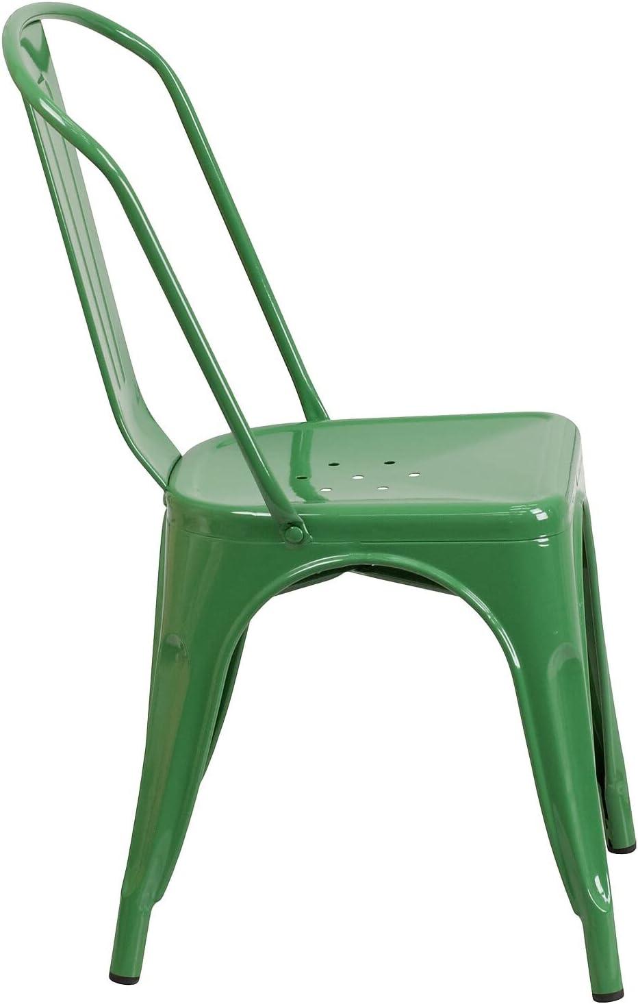 imageFlash Furniture Perry Commercial Grade BlackAntique Gold Metal IndoorOutdoor Stackable ChairGreen