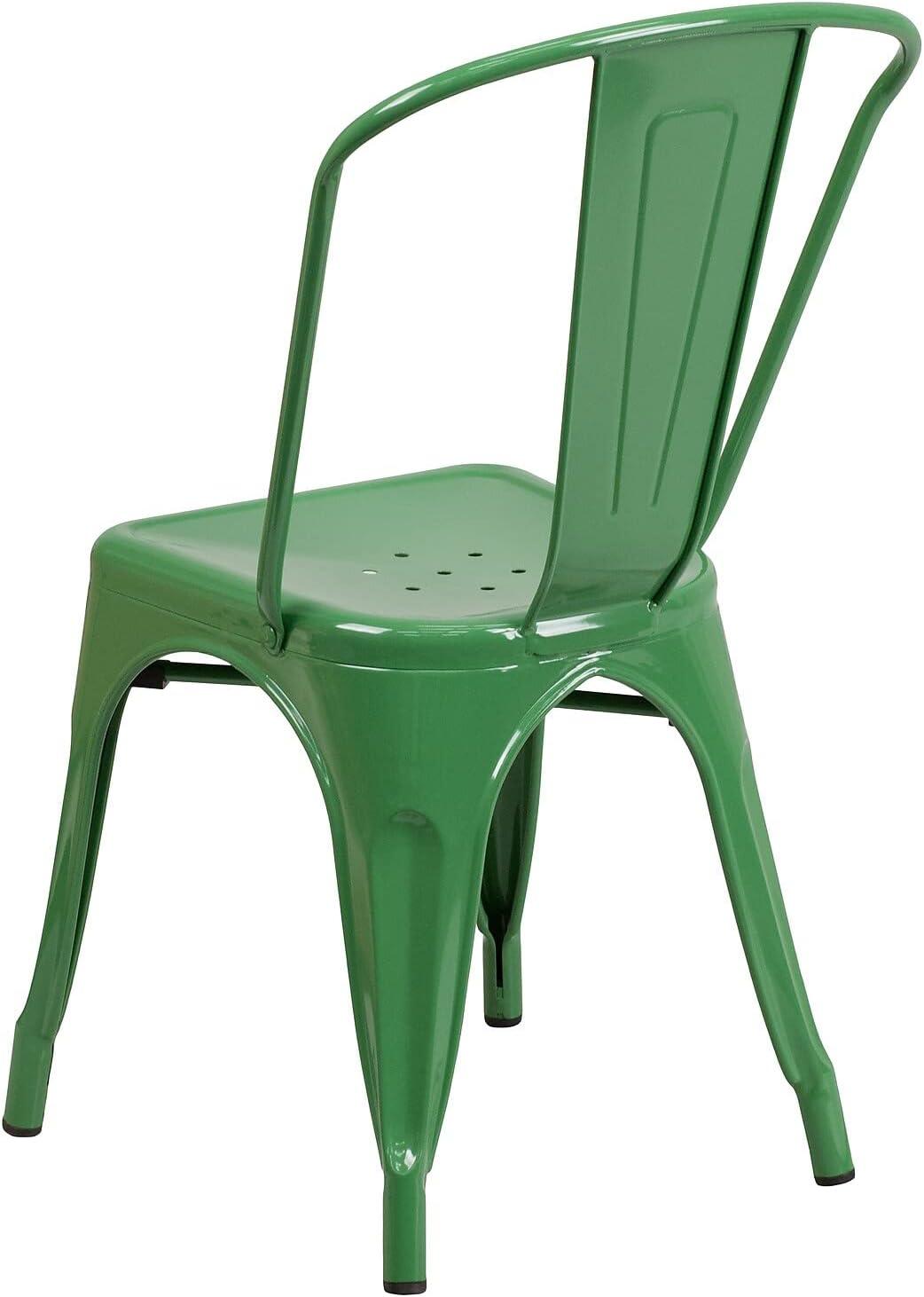 imageFlash Furniture Perry Commercial Grade BlackAntique Gold Metal IndoorOutdoor Stackable ChairGreen