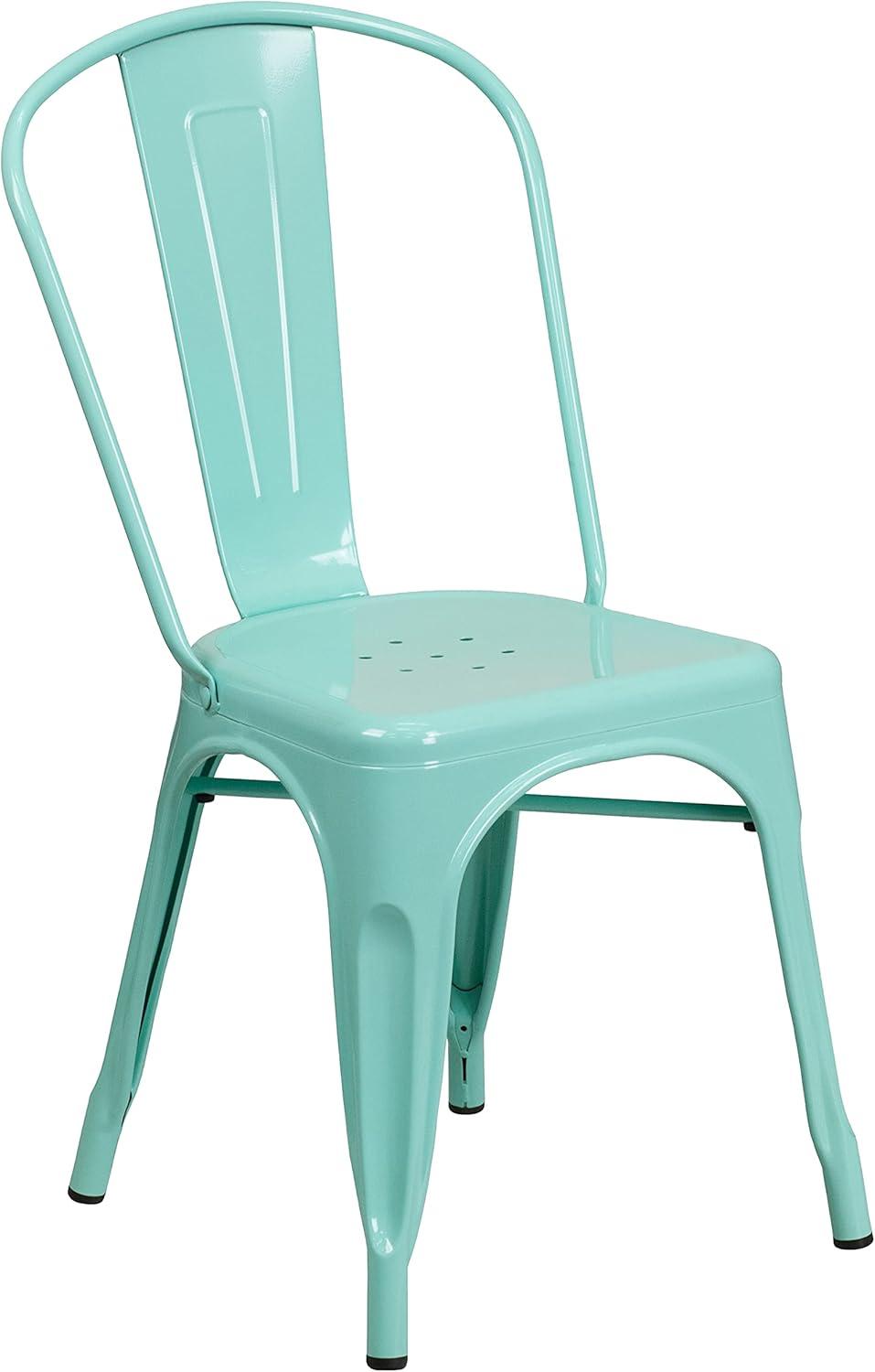 imageFlash Furniture Perry Commercial Grade BlackAntique Gold Metal IndoorOutdoor Stackable ChairMint Green