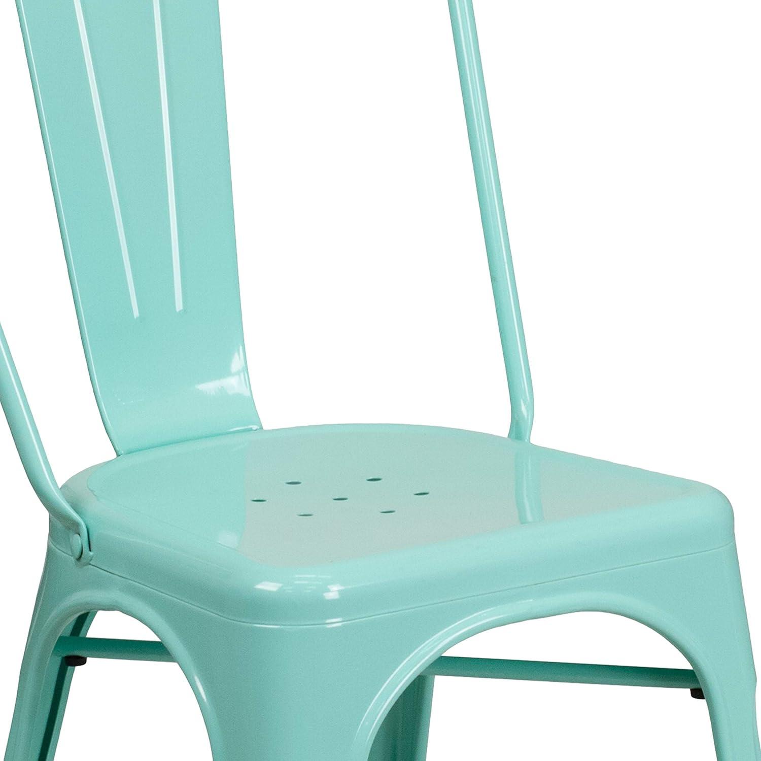 imageFlash Furniture Perry Commercial Grade BlackAntique Gold Metal IndoorOutdoor Stackable ChairMint Green