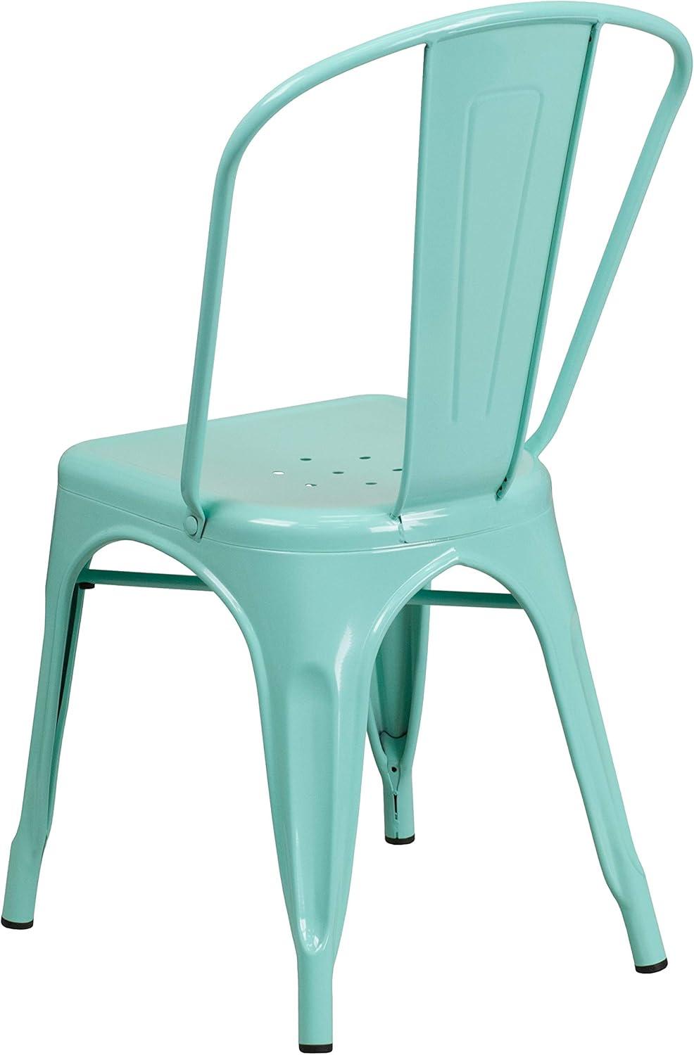 imageFlash Furniture Perry Commercial Grade BlackAntique Gold Metal IndoorOutdoor Stackable ChairMint Green