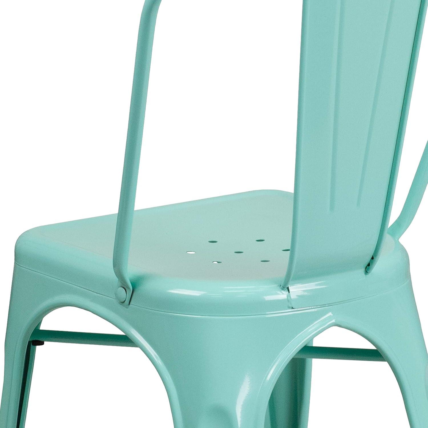 imageFlash Furniture Perry Commercial Grade BlackAntique Gold Metal IndoorOutdoor Stackable ChairMint Green