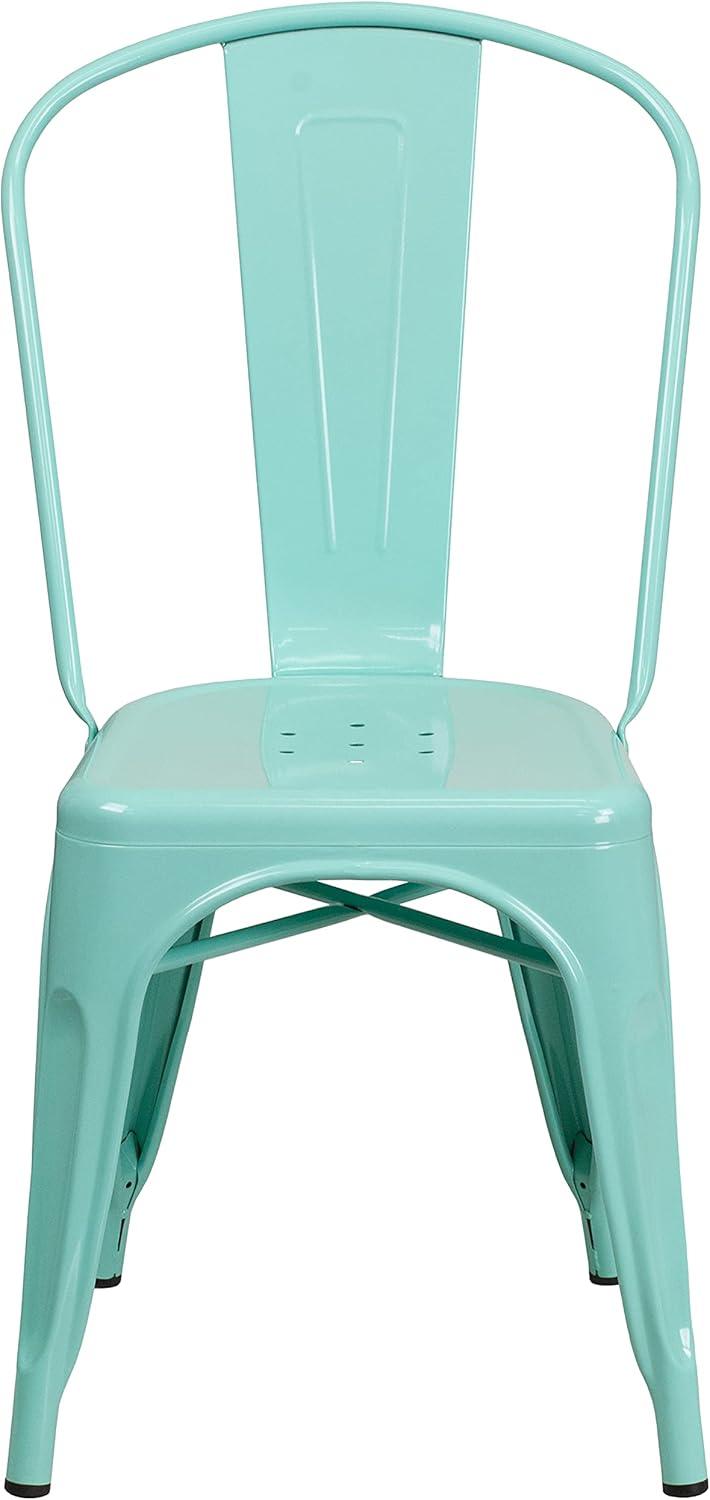 imageFlash Furniture Perry Commercial Grade BlackAntique Gold Metal IndoorOutdoor Stackable ChairMint Green
