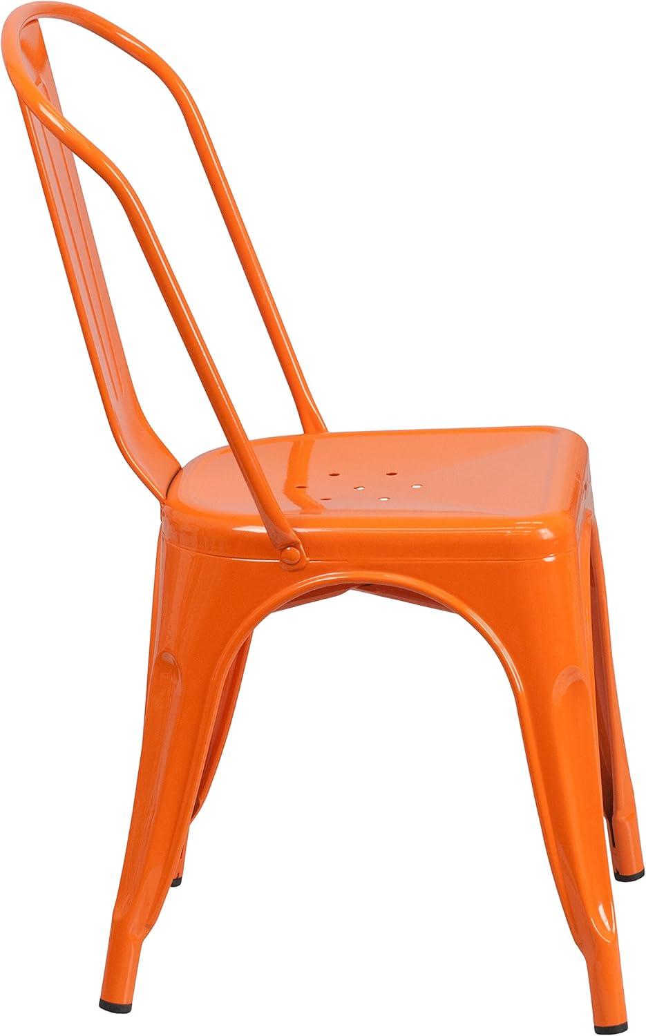 imageFlash Furniture Perry Commercial Grade BlackAntique Gold Metal IndoorOutdoor Stackable ChairOrange
