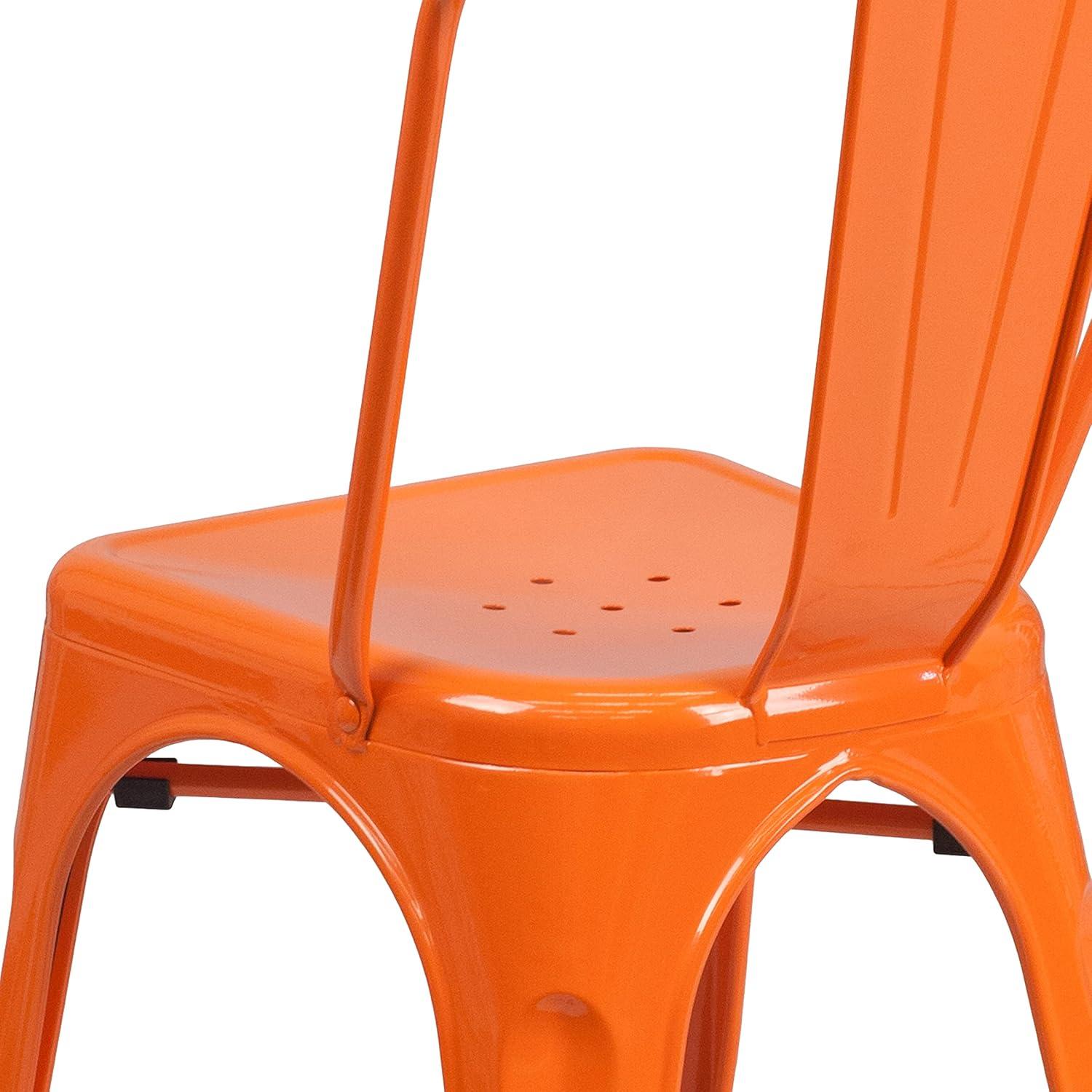 imageFlash Furniture Perry Commercial Grade BlackAntique Gold Metal IndoorOutdoor Stackable ChairOrange