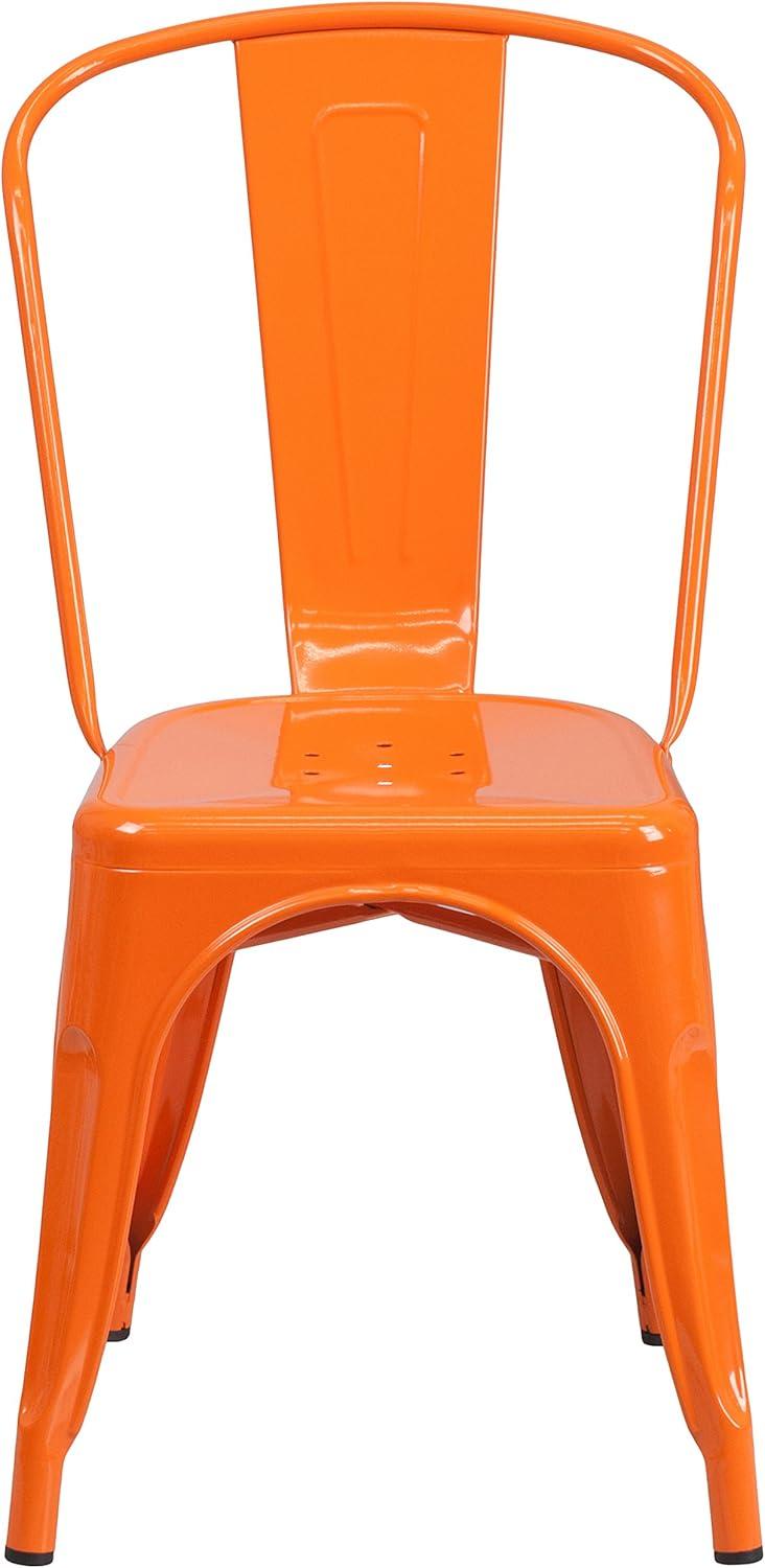imageFlash Furniture Perry Commercial Grade BlackAntique Gold Metal IndoorOutdoor Stackable ChairOrange