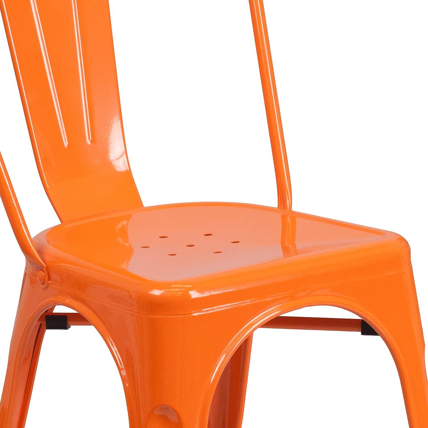 imageFlash Furniture Perry Commercial Grade BlackAntique Gold Metal IndoorOutdoor Stackable ChairOrange