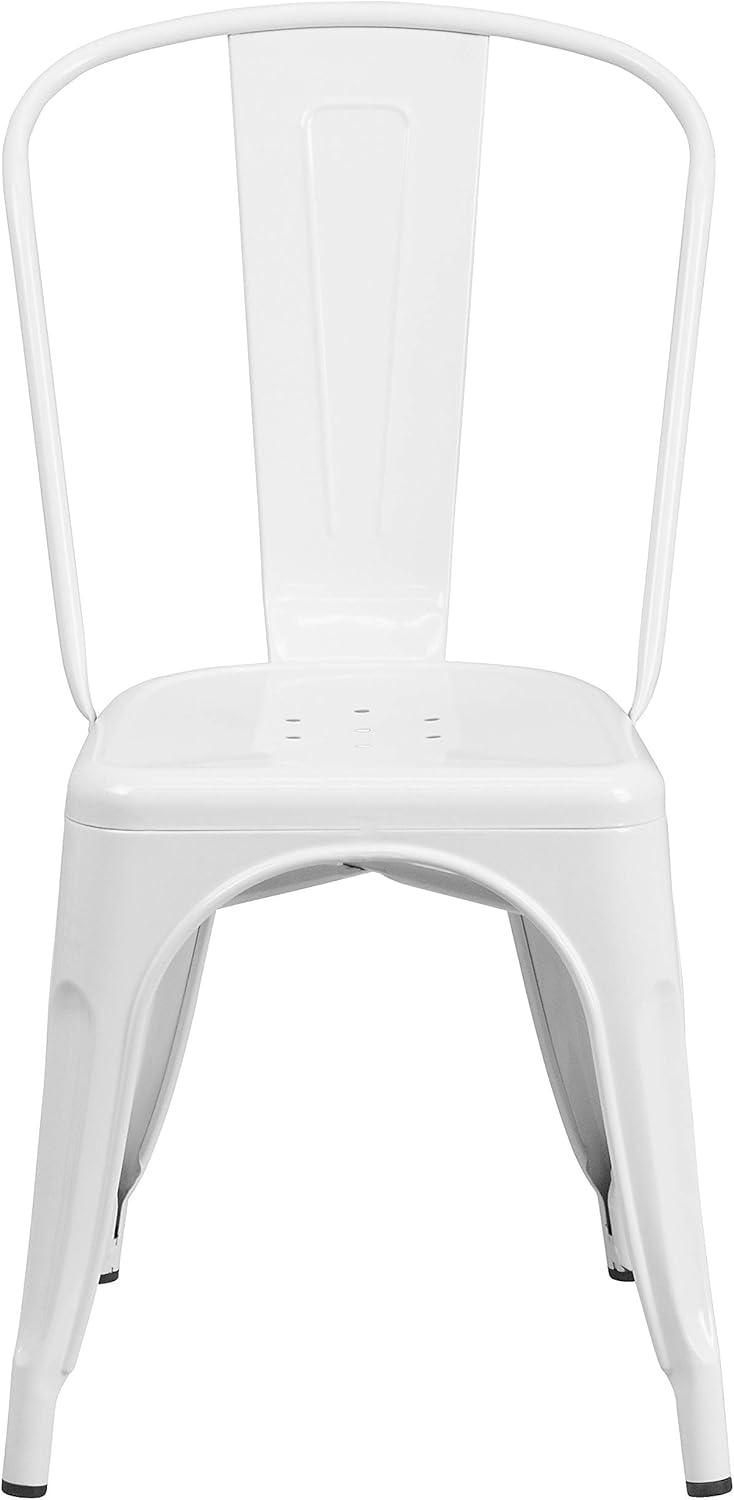 imageFlash Furniture Perry Commercial Grade BlackAntique Gold Metal IndoorOutdoor Stackable ChairWhite