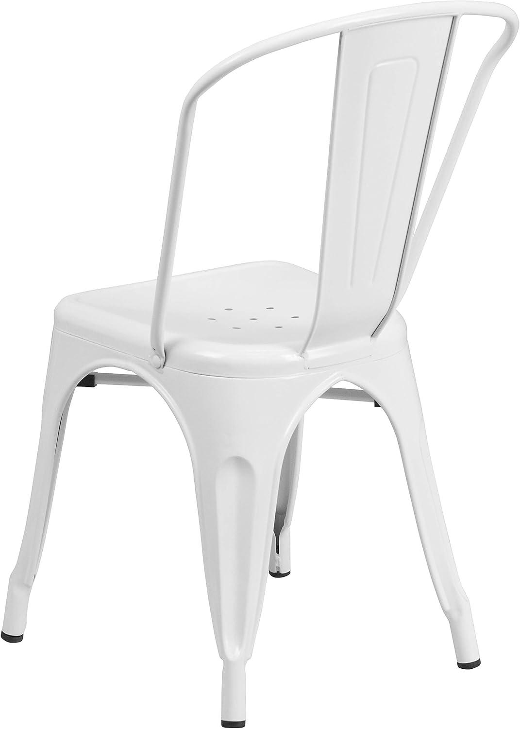 imageFlash Furniture Perry Commercial Grade BlackAntique Gold Metal IndoorOutdoor Stackable ChairWhite