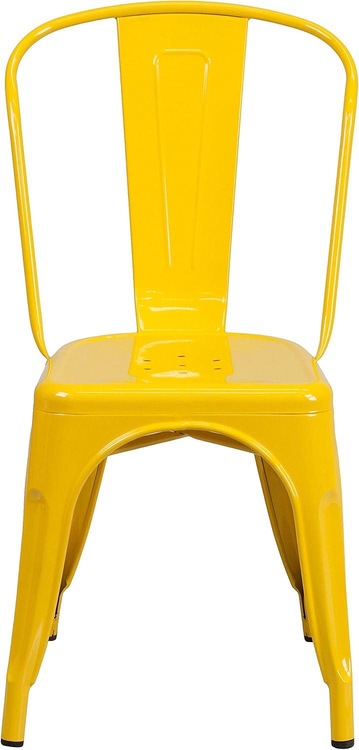 imageFlash Furniture Perry Commercial Grade BlackAntique Gold Metal IndoorOutdoor Stackable ChairYellow