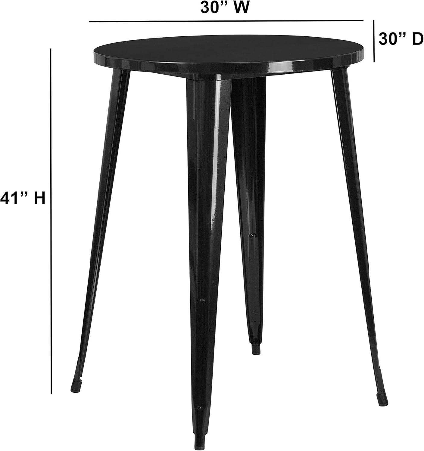imageFlash Furniture Philip Commercial Grade 30quot Round Black Metal IndoorOutdoor Bar Height TableBlack
