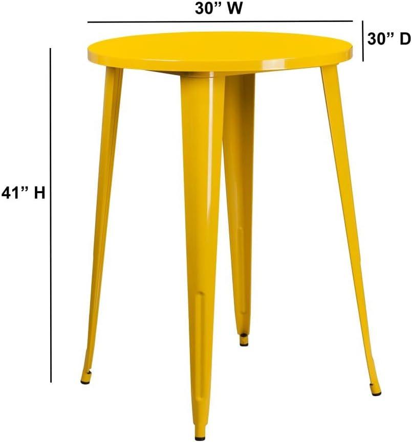 imageFlash Furniture Philip Commercial Grade 30quot Round Black Metal IndoorOutdoor Bar Height TableYellow
