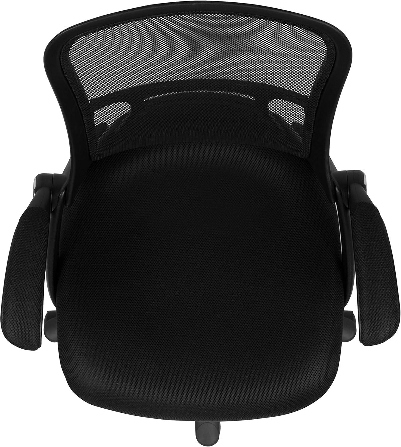 imageFlash Furniture Porter High Back Black Mesh Ergonomic Swivel Office Chair with Black Frame and Flipup ArmsBlack