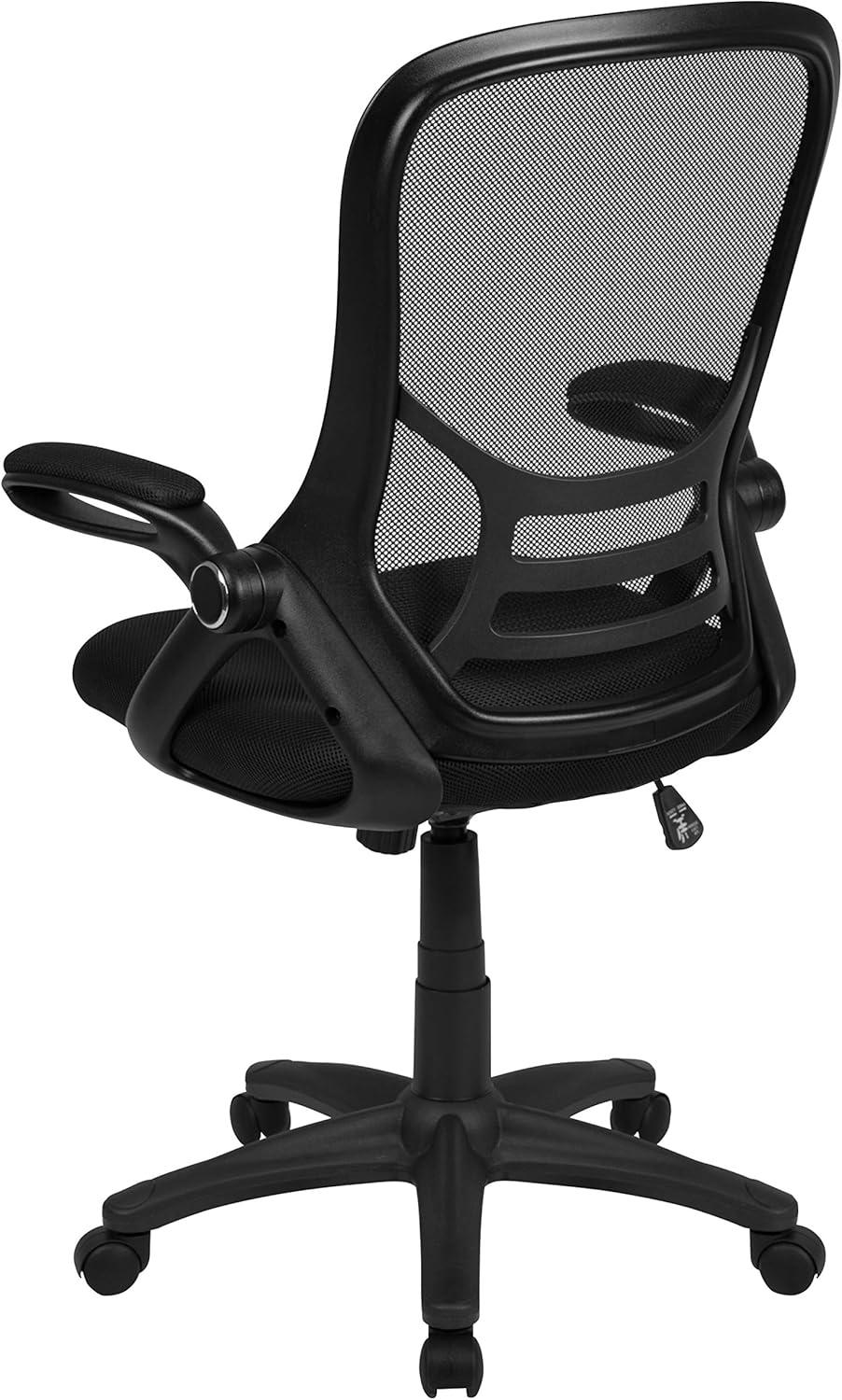 imageFlash Furniture Porter High Back Black Mesh Ergonomic Swivel Office Chair with Black Frame and Flipup ArmsBlack