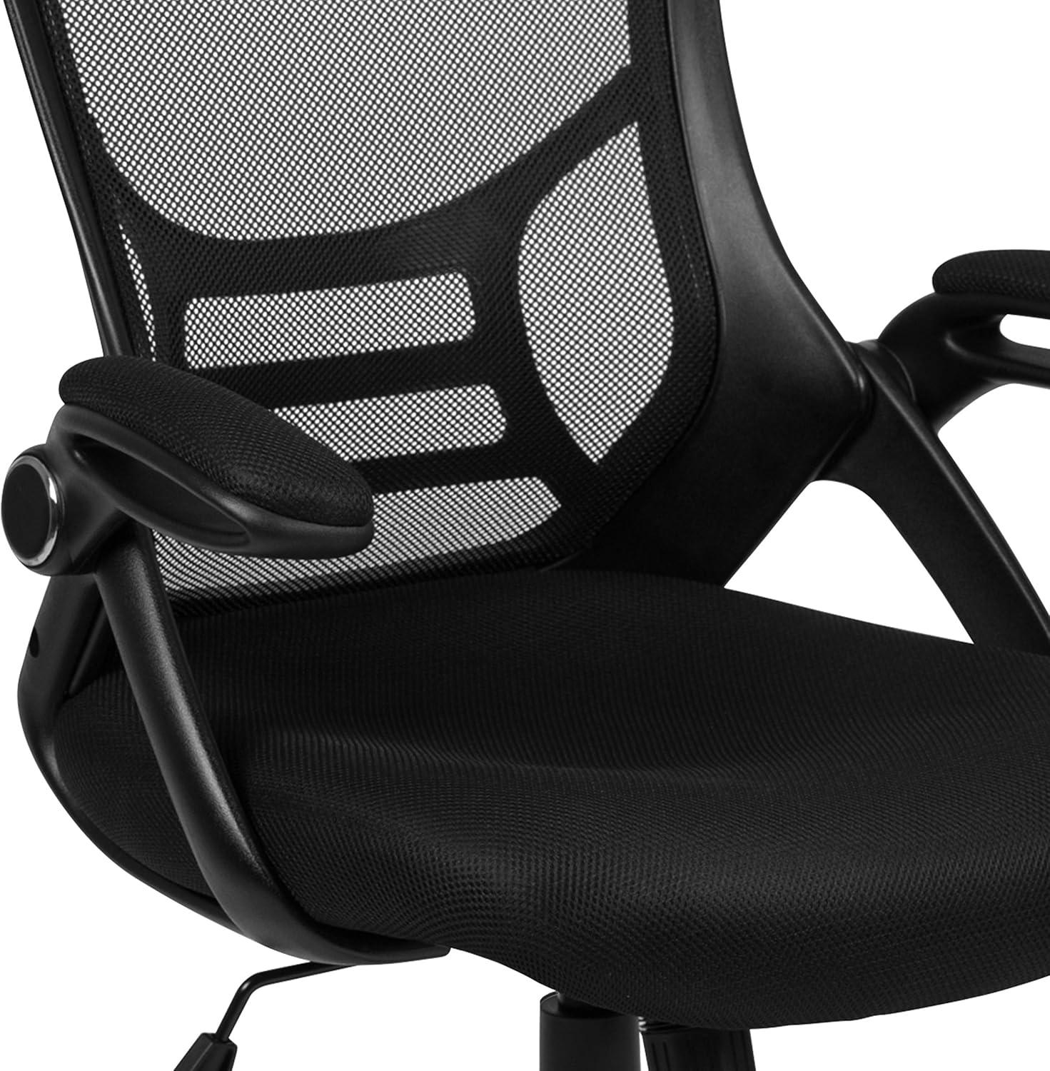 imageFlash Furniture Porter High Back Black Mesh Ergonomic Swivel Office Chair with Black Frame and Flipup ArmsBlack