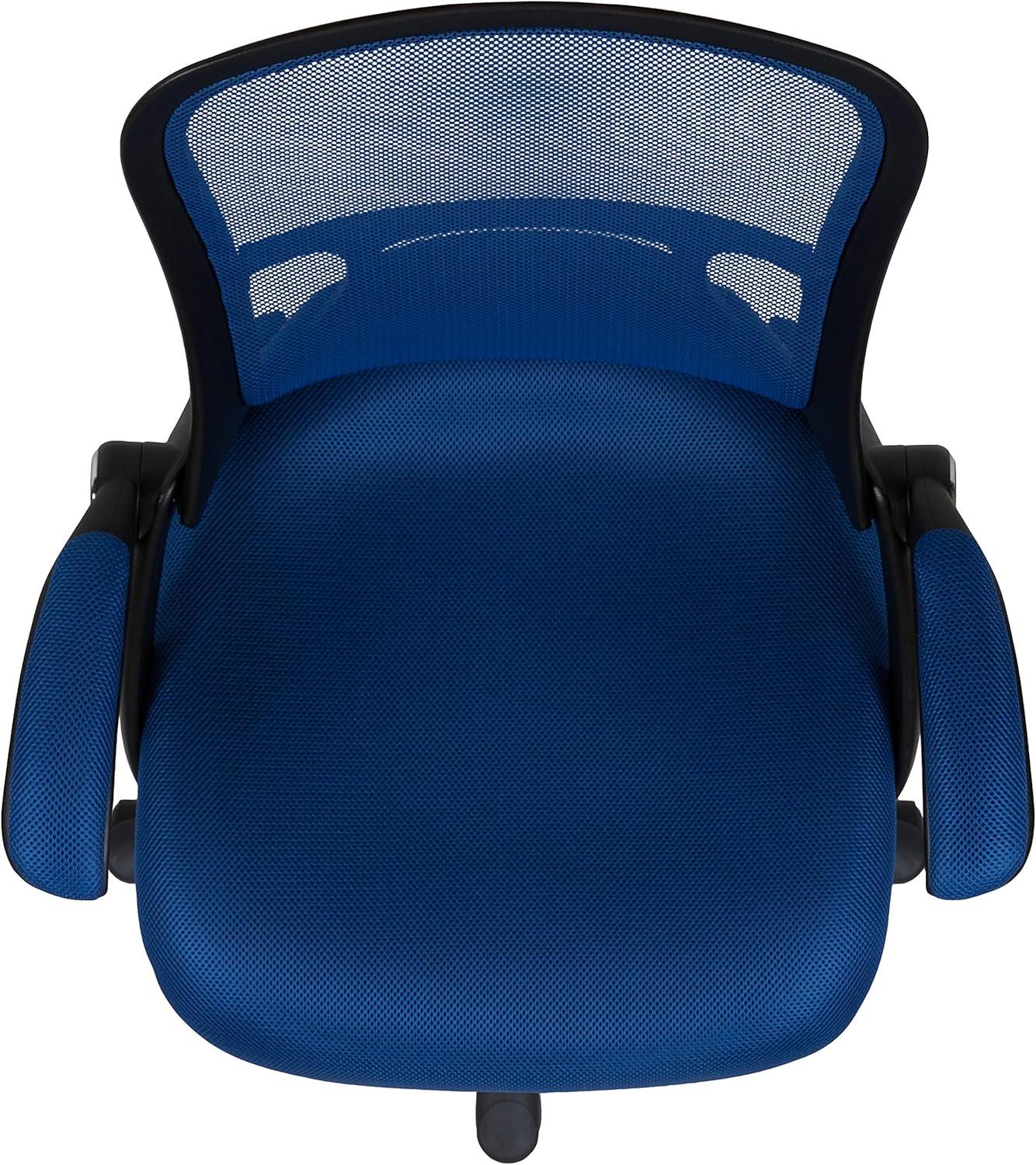 imageFlash Furniture Porter High Back Black Mesh Ergonomic Swivel Office Chair with Black Frame and Flipup ArmsBlue
