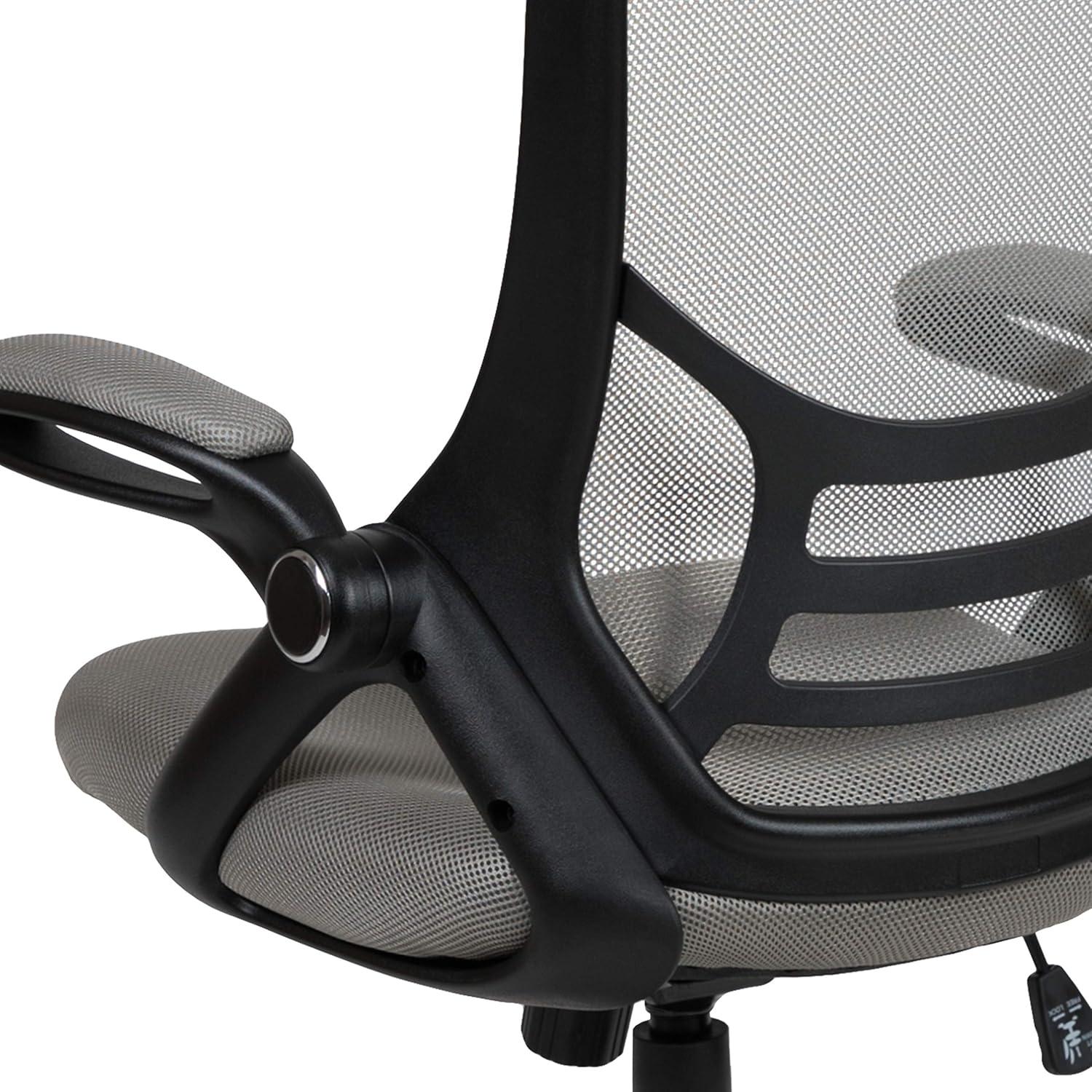 imageFlash Furniture Porter High Back Black Mesh Ergonomic Swivel Office Chair with Black Frame and Flipup ArmsLight Gray