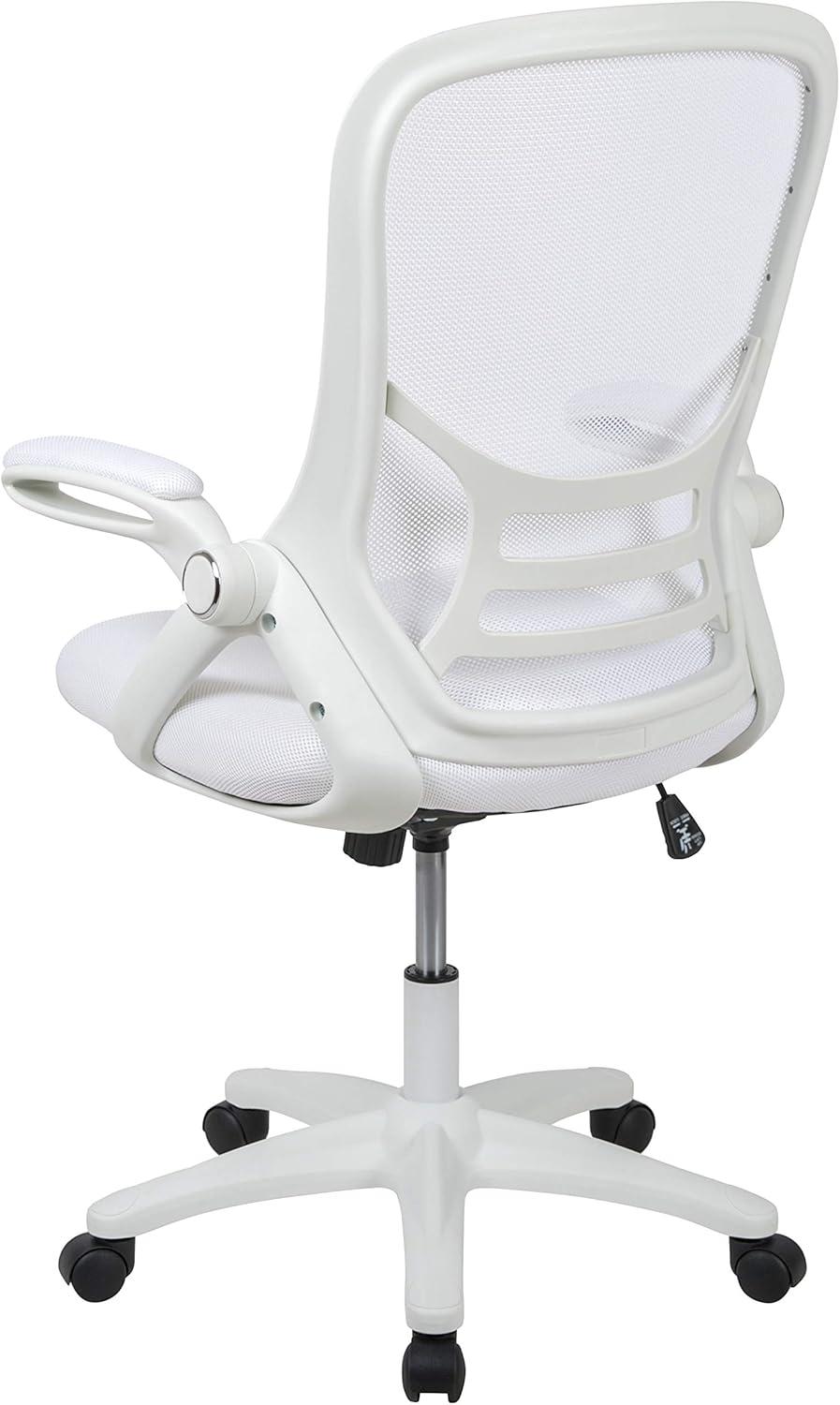 imageFlash Furniture Porter High Back Black Mesh Ergonomic Swivel Office Chair with Black Frame and Flipup ArmsWhite