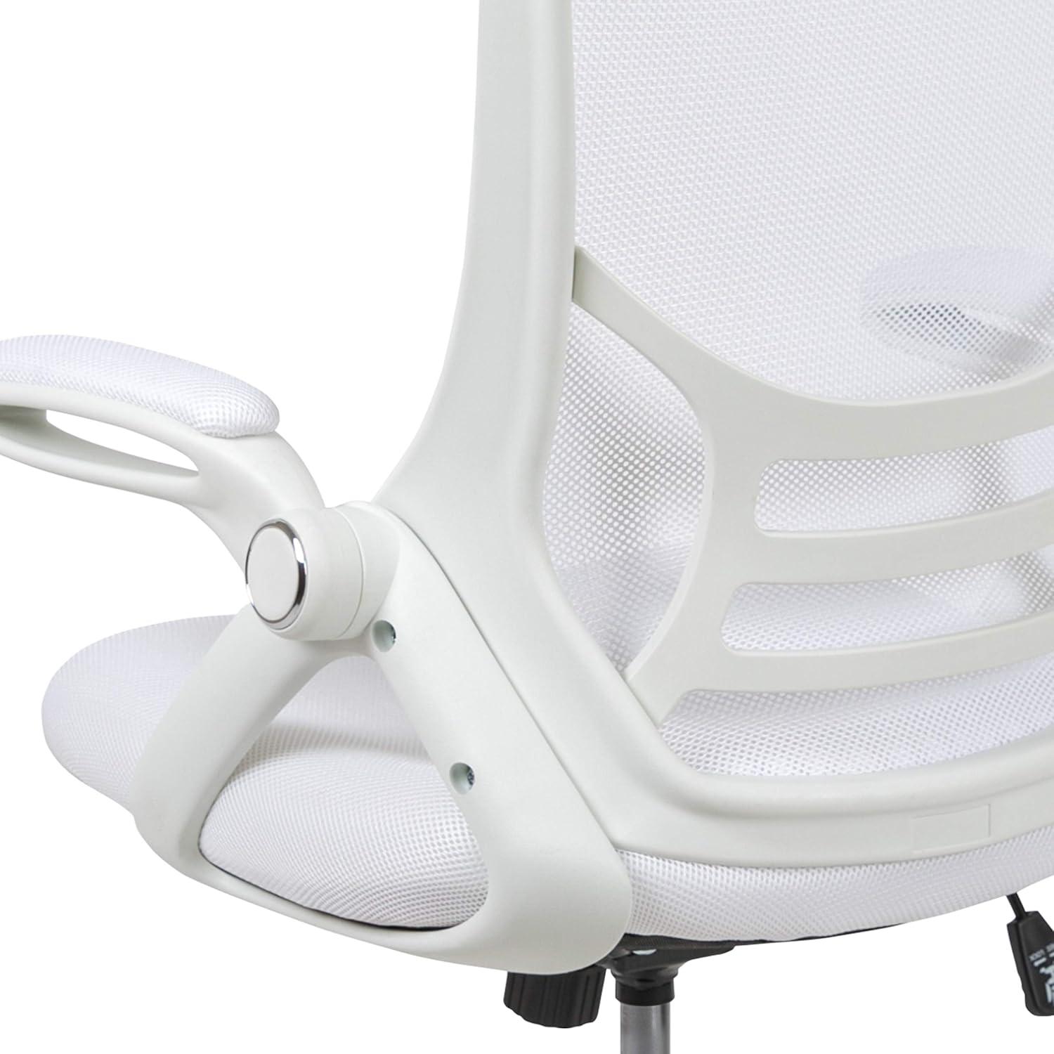imageFlash Furniture Porter High Back Black Mesh Ergonomic Swivel Office Chair with Black Frame and Flipup ArmsWhite
