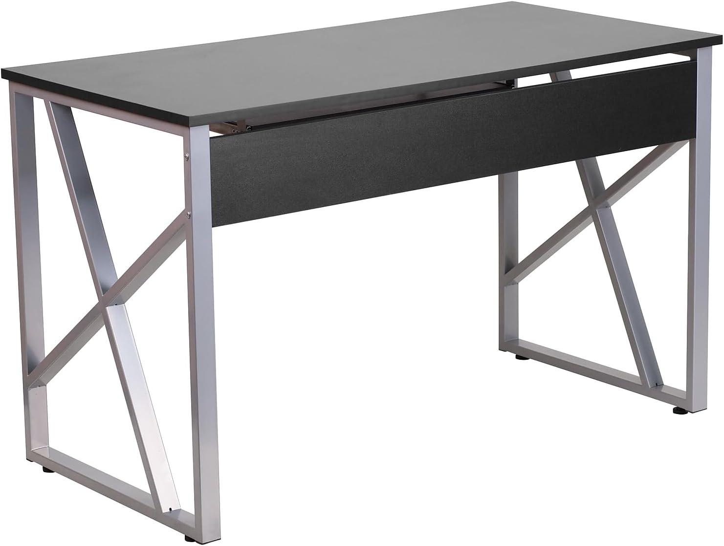 imageFlash Furniture Salvador Black Computer Desk with PullOut Keyboard Tray and CrossBrace Frame