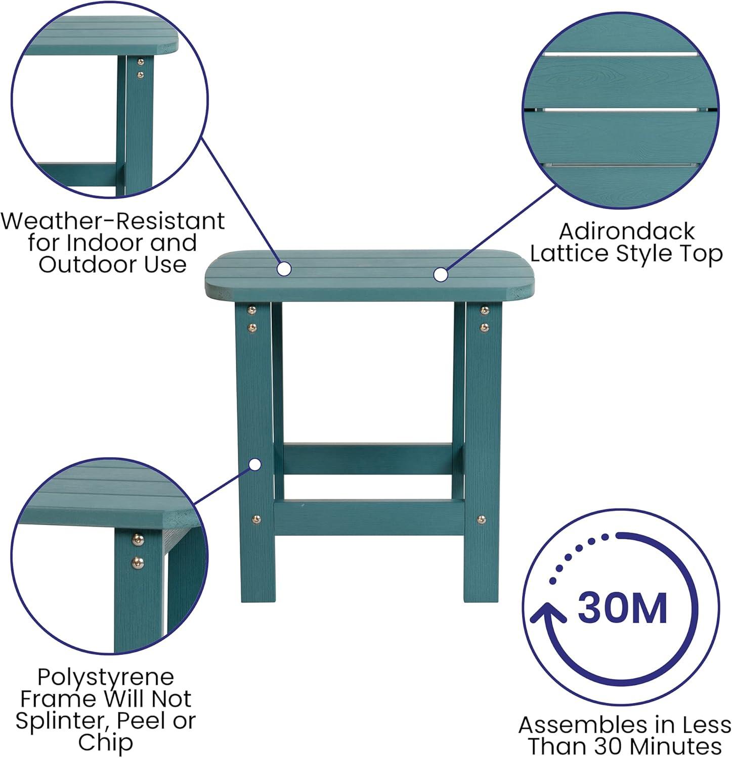 imageFlash Furniture Savannah Adirondack Rocking Chair ampamp Side Table Set Sea Foam Polystyrene Stainless Steel Hardware AllWeather IndoorOutdoor Use