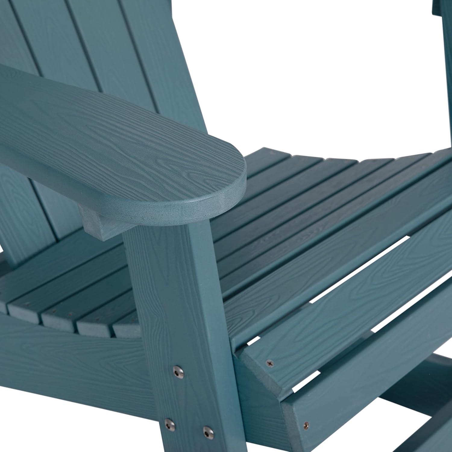 imageFlash Furniture Savannah Poly Resin Wood Adirondack Rocking Chair All Weather Yellow Polystyrene Stainless Steel HardwareSea Foam