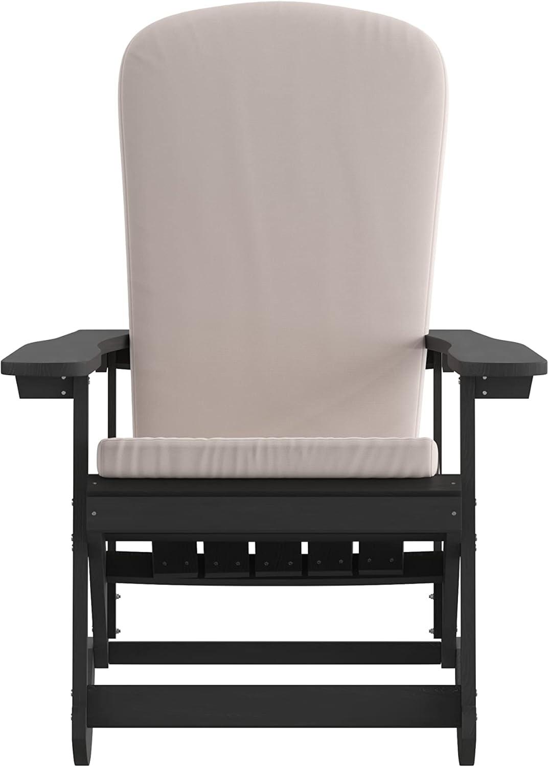 imageFlash Furniture Savannah Set of 2 Rocking Adirondack Chairs with Cushions Black Poly Resin Frame Cream AllWeather Cushions IndoorOutdoor UseBlackCream