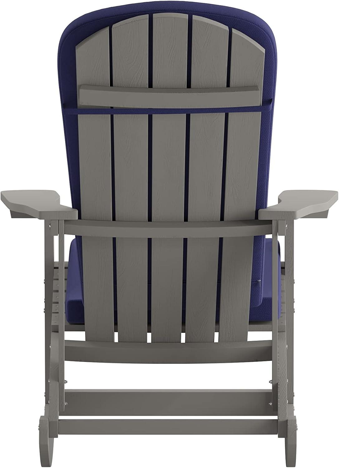 imageFlash Furniture Savannah Set of 2 Rocking Adirondack Chairs with Cushions Black Poly Resin Frame Cream AllWeather Cushions IndoorOutdoor UseGrayBlue