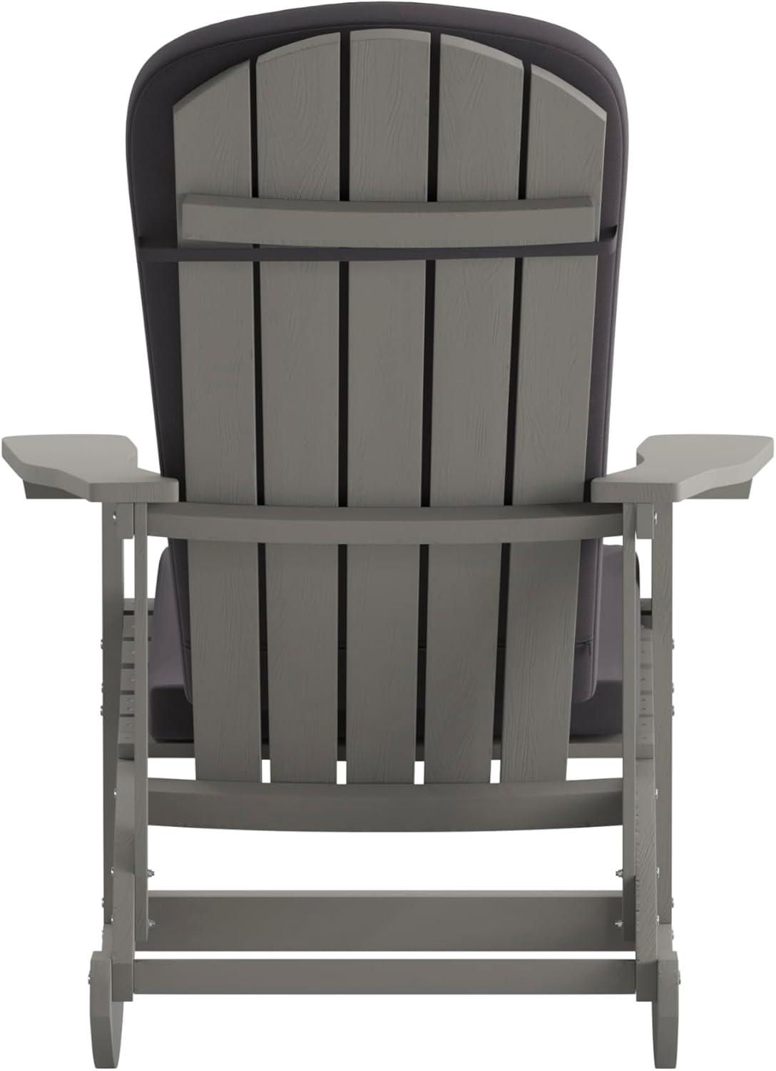 imageFlash Furniture Savannah Set of 2 Rocking Adirondack Chairs with Cushions Black Poly Resin Frame Cream AllWeather Cushions IndoorOutdoor UseGrey