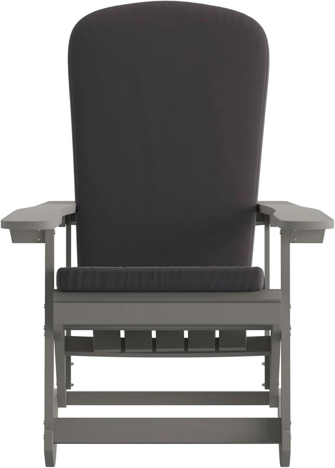 imageFlash Furniture Savannah Set of 2 Rocking Adirondack Chairs with Cushions Black Poly Resin Frame Cream AllWeather Cushions IndoorOutdoor UseGrey