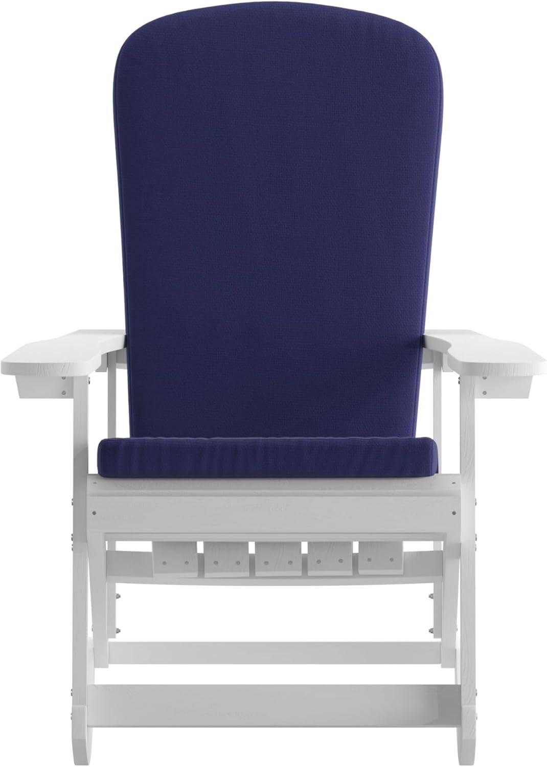 imageFlash Furniture Savannah Set of 2 Rocking Adirondack Chairs with Cushions Black Poly Resin Frame Cream AllWeather Cushions IndoorOutdoor UseWhiteBlue