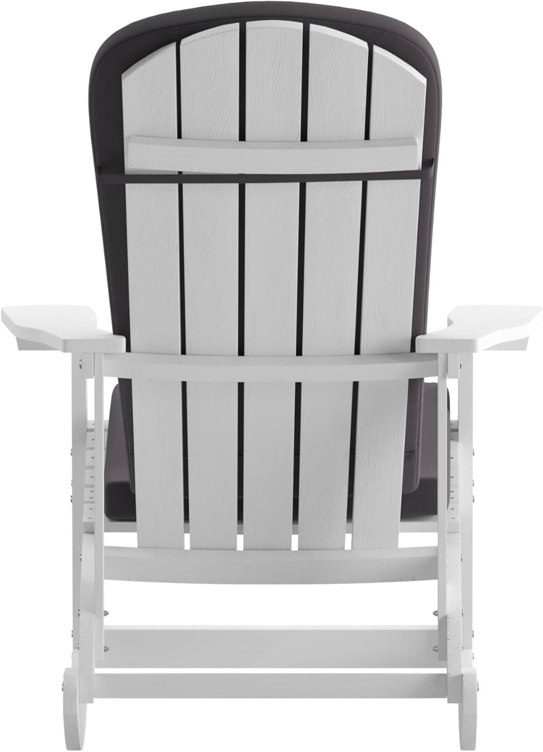 imageFlash Furniture Savannah Set of 2 Rocking Adirondack Chairs with Cushions Black Poly Resin Frame Cream AllWeather Cushions IndoorOutdoor UseWhiteGray