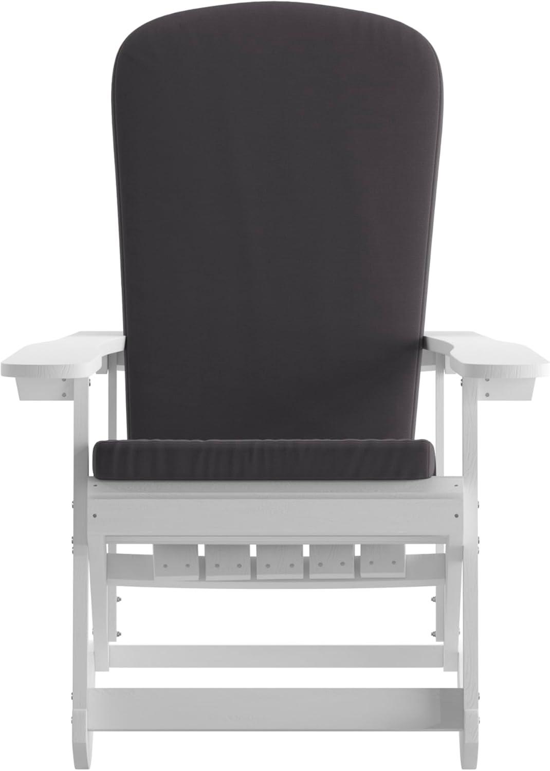 imageFlash Furniture Savannah Set of 2 Rocking Adirondack Chairs with Cushions Black Poly Resin Frame Cream AllWeather Cushions IndoorOutdoor UseWhiteGray