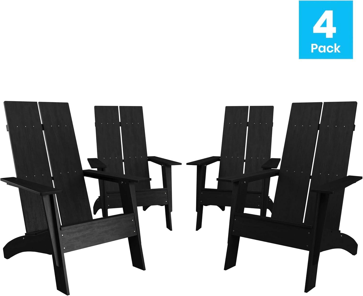 imageFlash Furniture Sawyer Modern Commercial 2Slat Back Adirondack Chair Navy Blue Commercial AllWeather Poly Resin Lounge ChairBlack